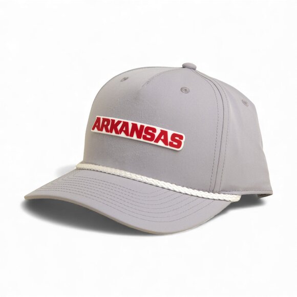 Arkansas Razorbacks ARKANSAS Red 3D Five Panel Classic Rope Hat- Grey/ White - Picture 2 of 3
